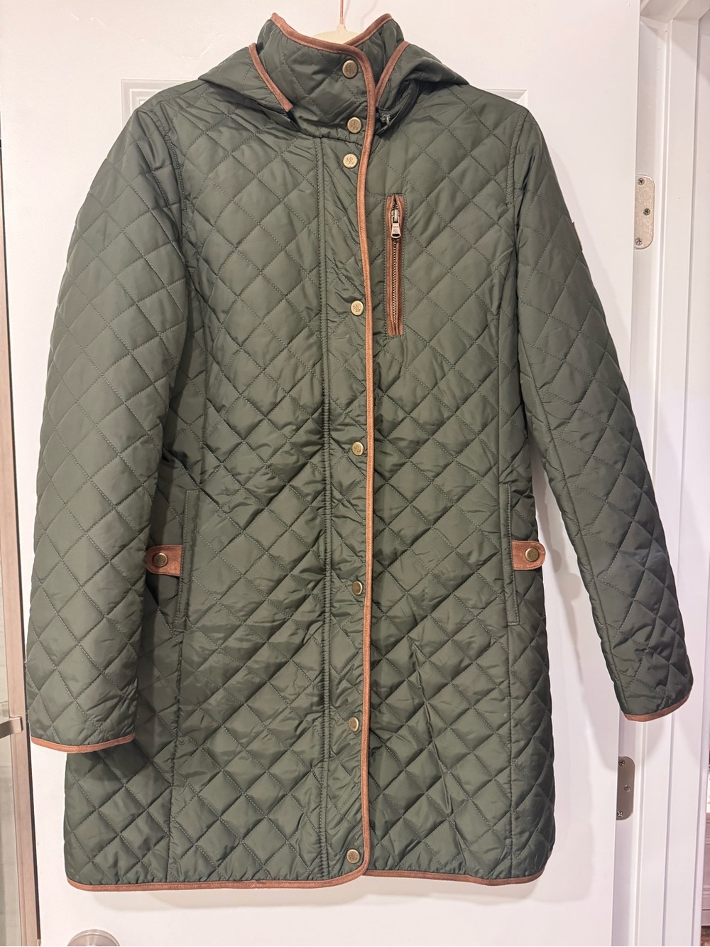Lauren Ralph Lauren Olive Green Quilted Hooded Coat Jacket Size M